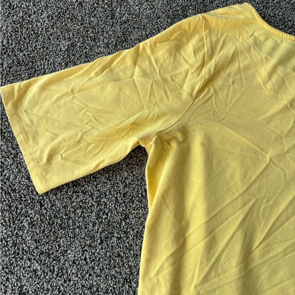 Belle by Kim Gravel Bright Yellow Side Tie Hem Tee, Size Medium - Picture 14 of 15
